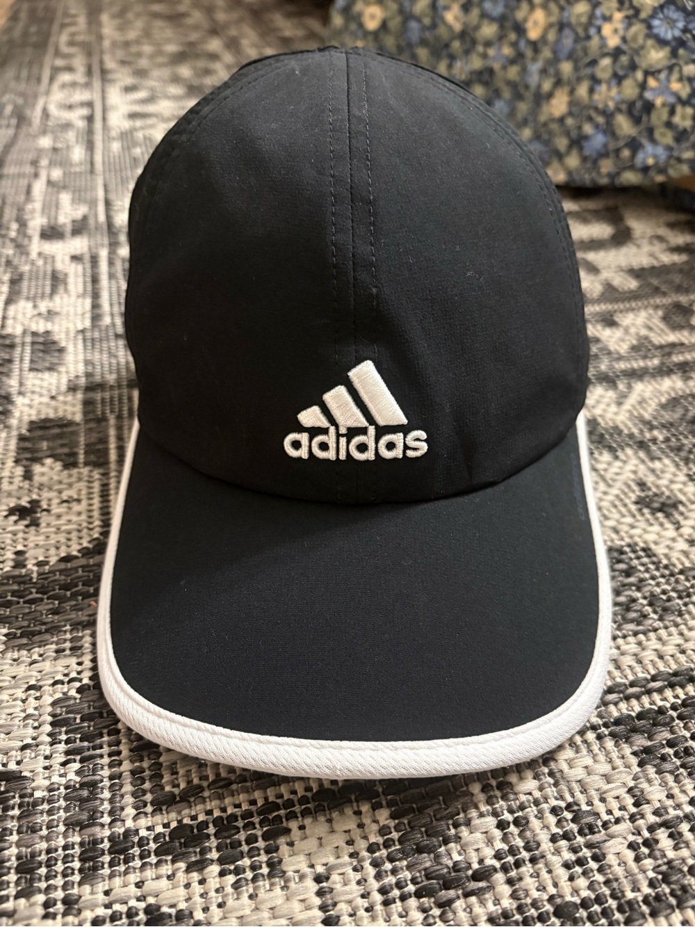 Adidas Black Cap with White Logo and Piping